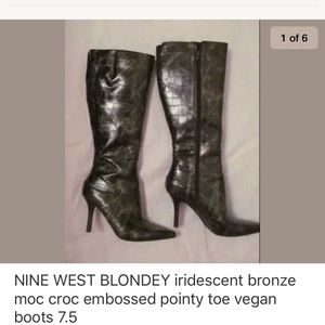 NINE WEST BLONDEY pointy toe iridescent tall boots